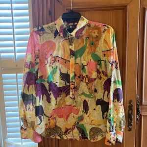 J CREW Classic , “Wild Things” printed blouse, size 8